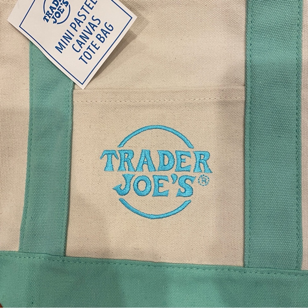 Trader Joe's Pastel Pink Purple Mini Canvas Tote Bags 2026 LIMITED NWT LOT OF 4 - Picture 5 of 5